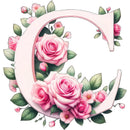 Self-Adhesive Pink Flower Letter Art Wall Decals childrensterritory