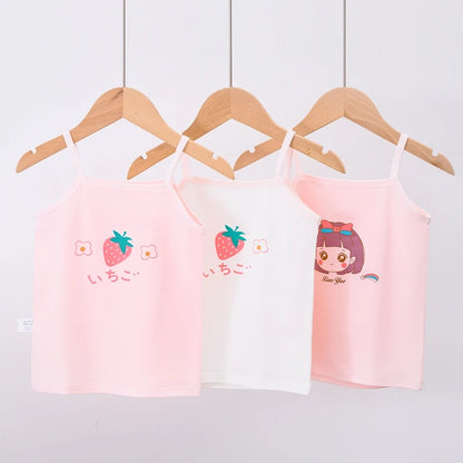 3Pc/Lot Little Girls Cartoon Design Cotton Tops