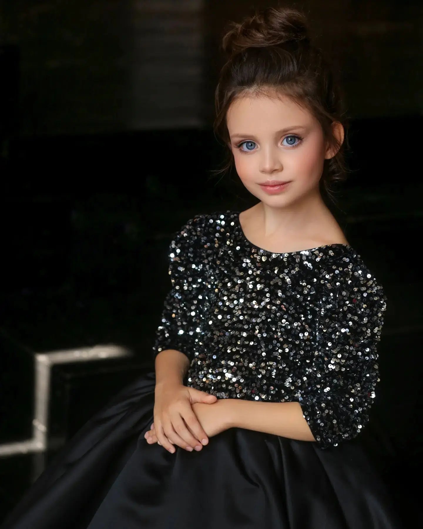 Baby/Kids Girls Glitter Black Princess Birthday Dress