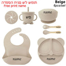 Personalized 6Pcs Toddler Feeding Suction Bowl Silicone Plates Set childrensterritory