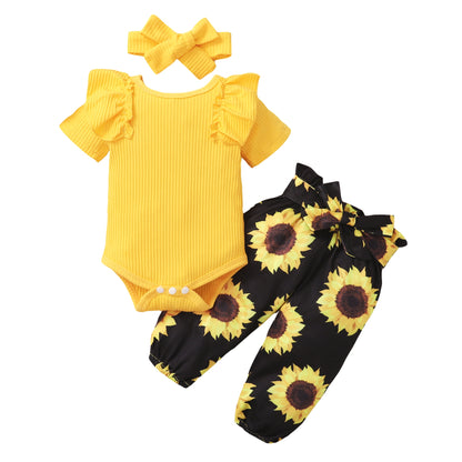 Baby Girl Printed 3 Pieces Outfits New Born Clothes Set childrensterritory