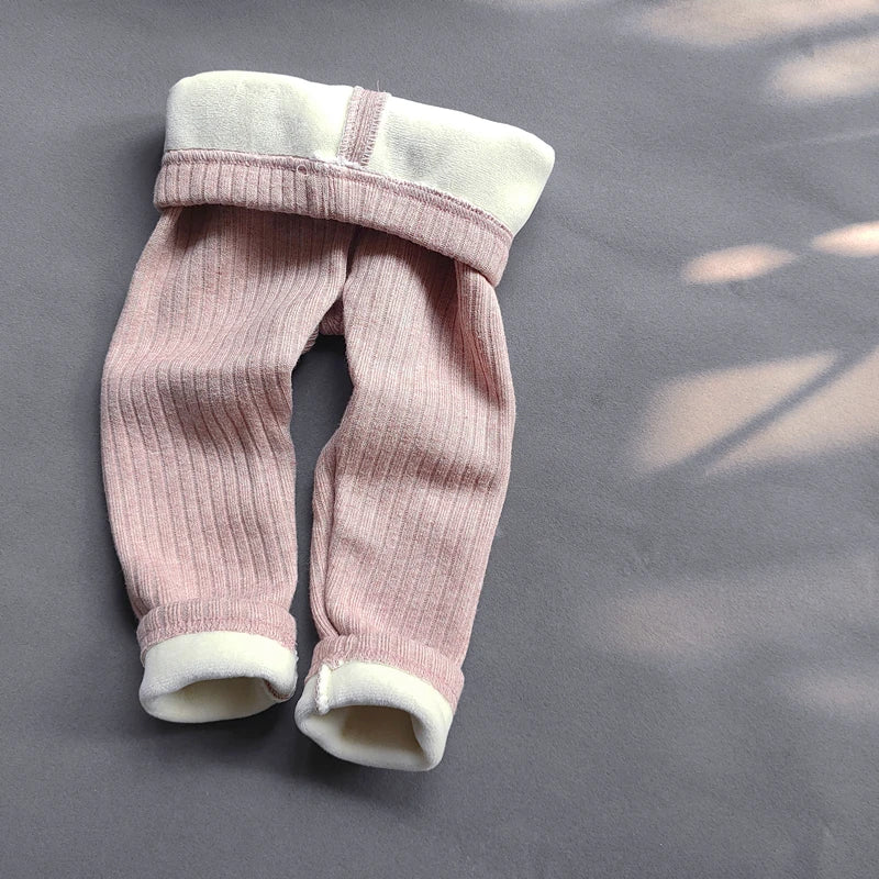 Kids Girls Warm Cotton Ribbed Leggings