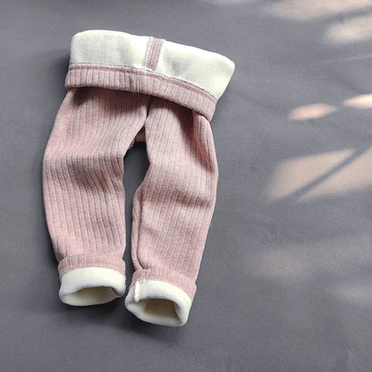 Kids Girls Warm Cotton Ribbed Leggings