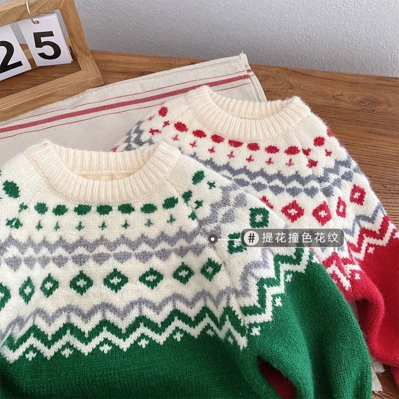 Boys' Long-Sleeved Knitted Winter Sweater