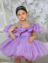 Kids Girls Knee Length Purple Tulle Birthday Party Dress childrensterritory
