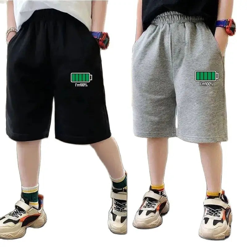 Kids Boys Funny Battery Print Sports Shorts for Summer childrensterritory