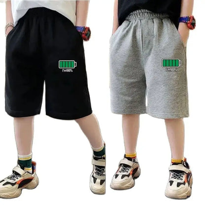 Kids Boys Funny Battery Print Sports Shorts for Summer childrensterritory