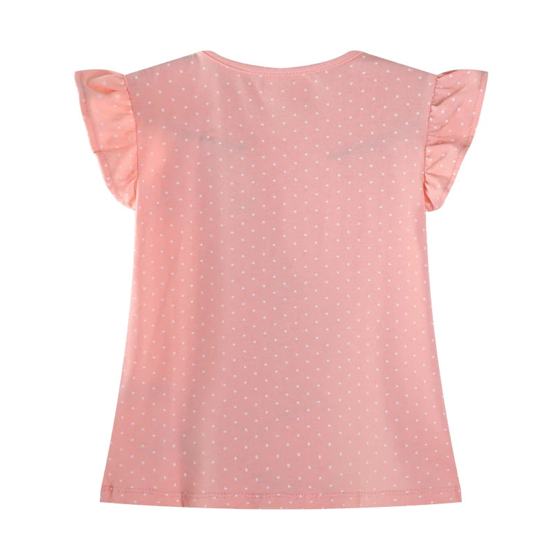 Cartoon Rabbit Embroidery Little Girls Cotton Tops for Summer childrensterritory