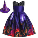 Vampire Pumpkin Print Halloween Costume for Kids Girls