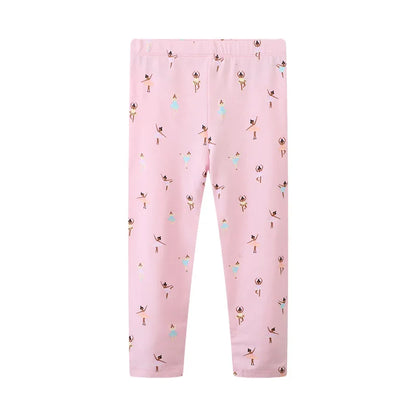 Kids Girls Cartoon and Floral Print Cotton Leggings/Trousers childrensterritory