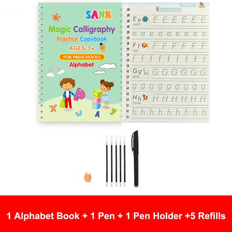 Kids 4pcs Reusable Sank Magic Practice English Version Copybook childrensterritory