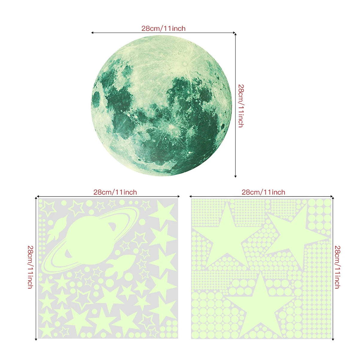 3D Luminous Planets Wall Decals for Ceiling/Wall childrensterritory