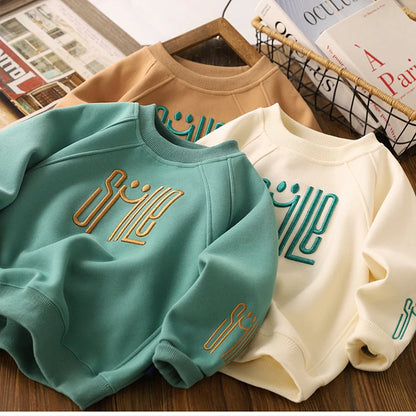 Big Size Letter Smile Design Teenager Boys Sweatshirts childrensterritory