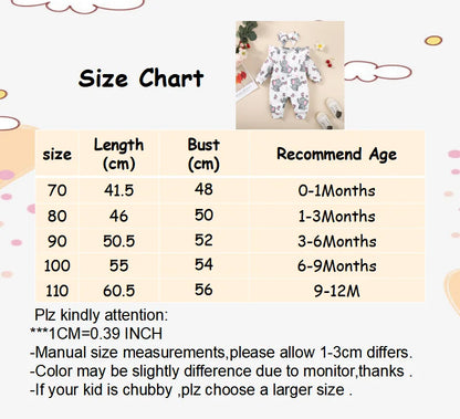 Long Sleeve Elephant Print Baby Girl Romper