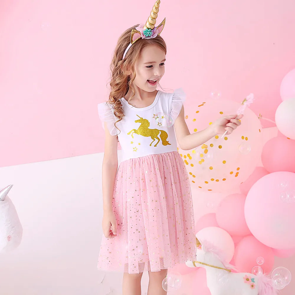 Kids Girls Sleeveless Sequin Princess Dresses for Summer childrensterritory