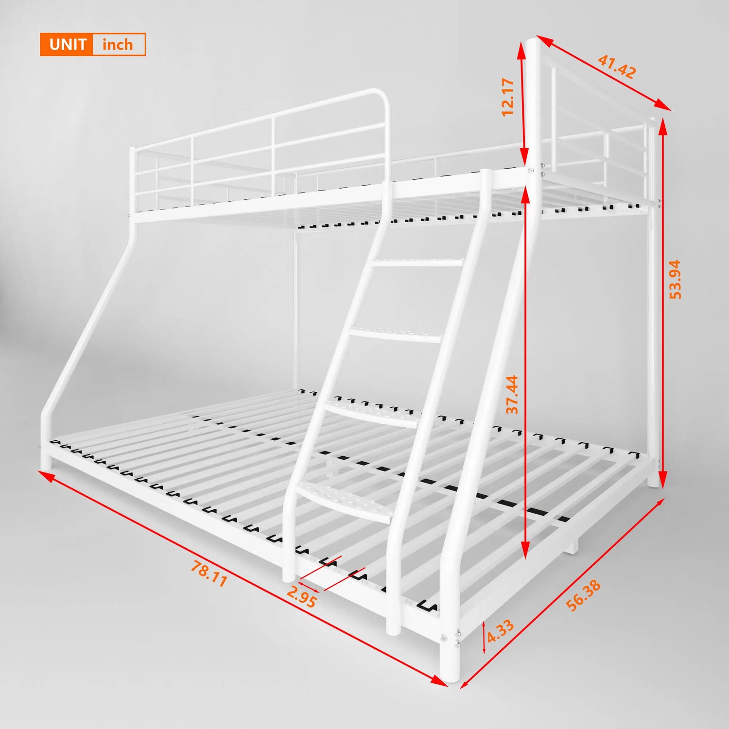 Cozy Twin Oversized Metal Bunk Bed with Padded Sides childrensterritory