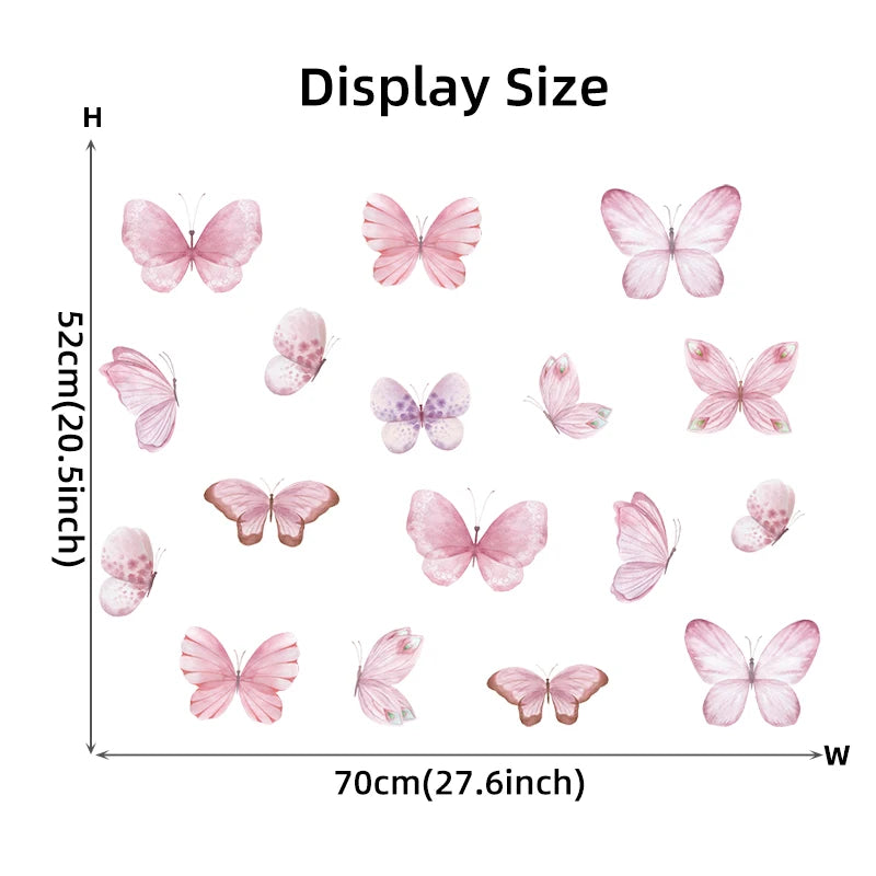 Home Decoration 3Pcs Pink Butterfly Wall Decals for Kids Room