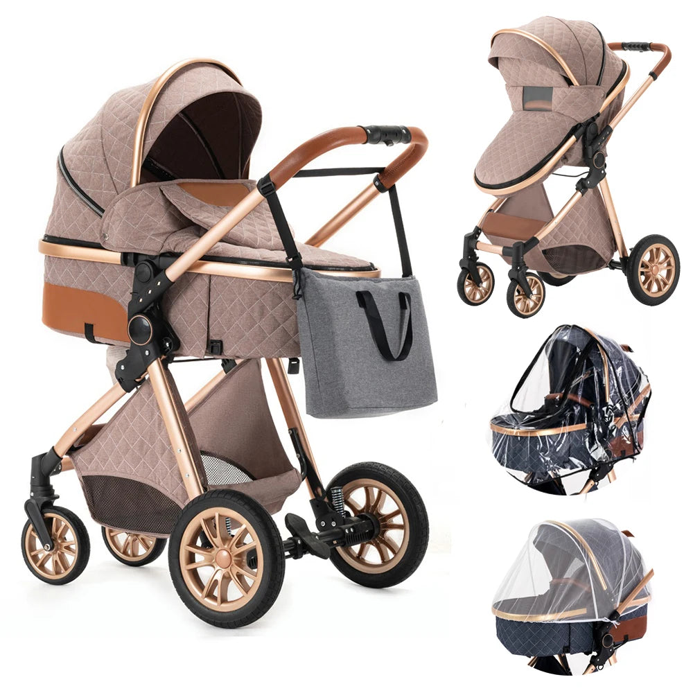 3 in 1 Portable High Landscape Luxury Baby Stroller