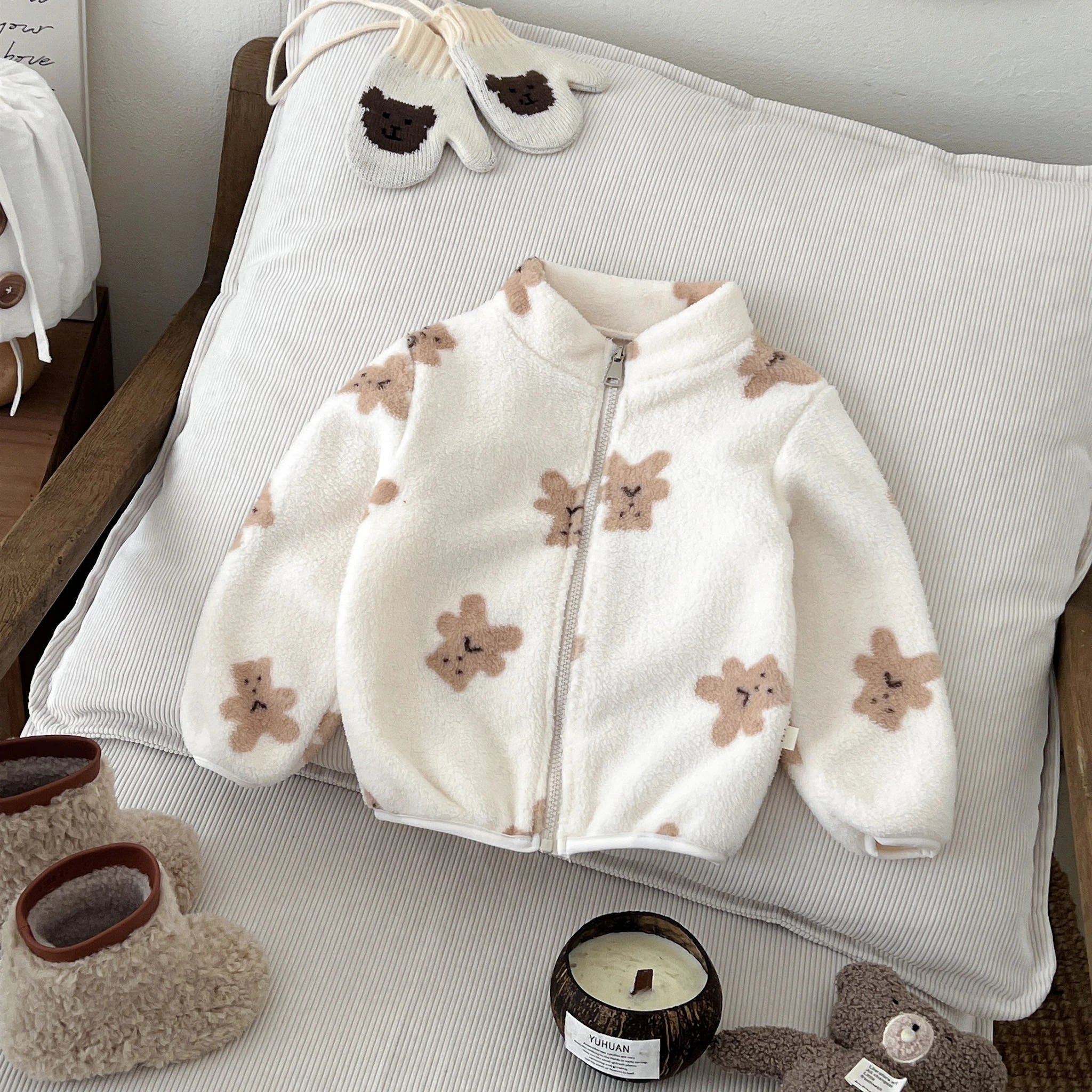 Kids Cartoon Print Long Sleeves Warm Jacket