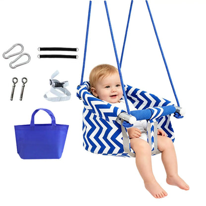 Cartoon Canvas Baby Wood Hanging Chair Outdoor Toy