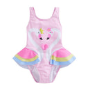 Swan Print Kid Girls Sleeveless Round Neck Beach Bodysuit childrensterritory