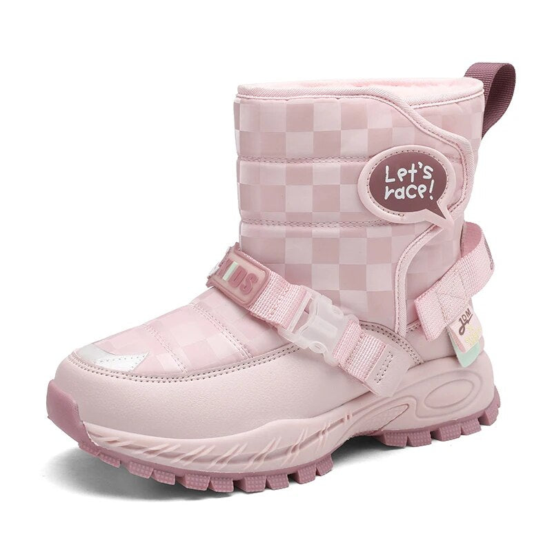 Kids Warm Plush Rubber Sole Outdoor Boots for Winter childrensterritory