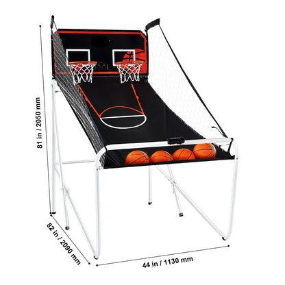 Kids Foldable Indoor Basketball Arcade Game w/ 4 Balls 8 Game Modes childrensterritory