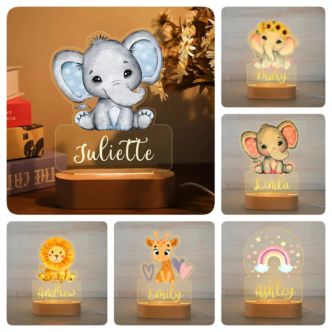 Personalized Cartoon Animal Design Night Light for Kids Room childrensterritory