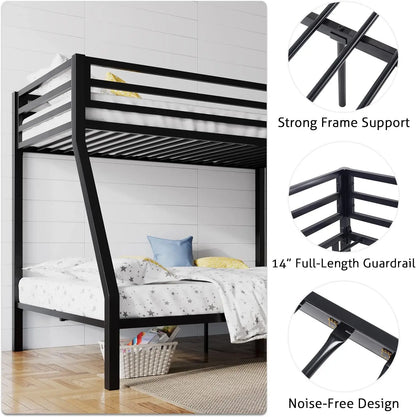 Twin Over Full-Size Beds with Sturdy Guard Rail