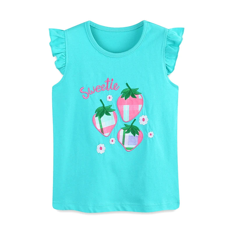 Sleeveless Strawberry Print Summer Casual Clothing Set childrensterritory