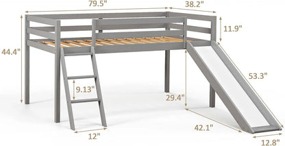 Kids Wooden Loft Bed with Climbing Ladder &amp; Storage Space