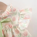 Baby Girl Cartoon Rabbit Tulip Print Dress for Summer
