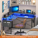 Corner Gaming Desk With LED Lights and Storage Shelves childrensterritory