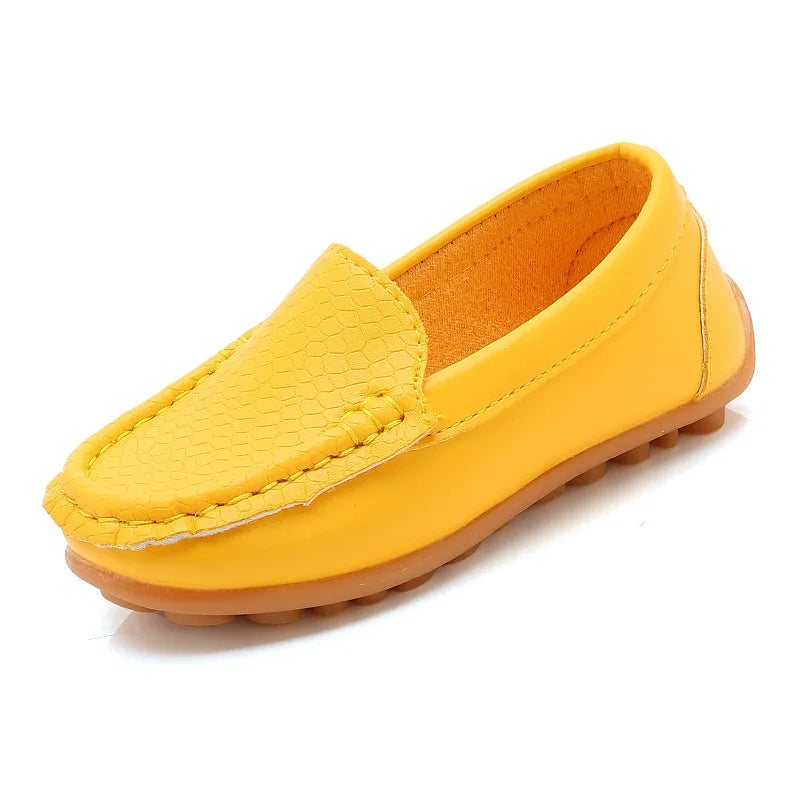 Kids Casual Style Slip On Leather Loafers