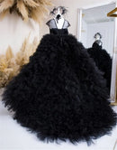 Black Tulle Fluffy Tiered Wedding and Birthday Party Dress for Girls childrensterritory