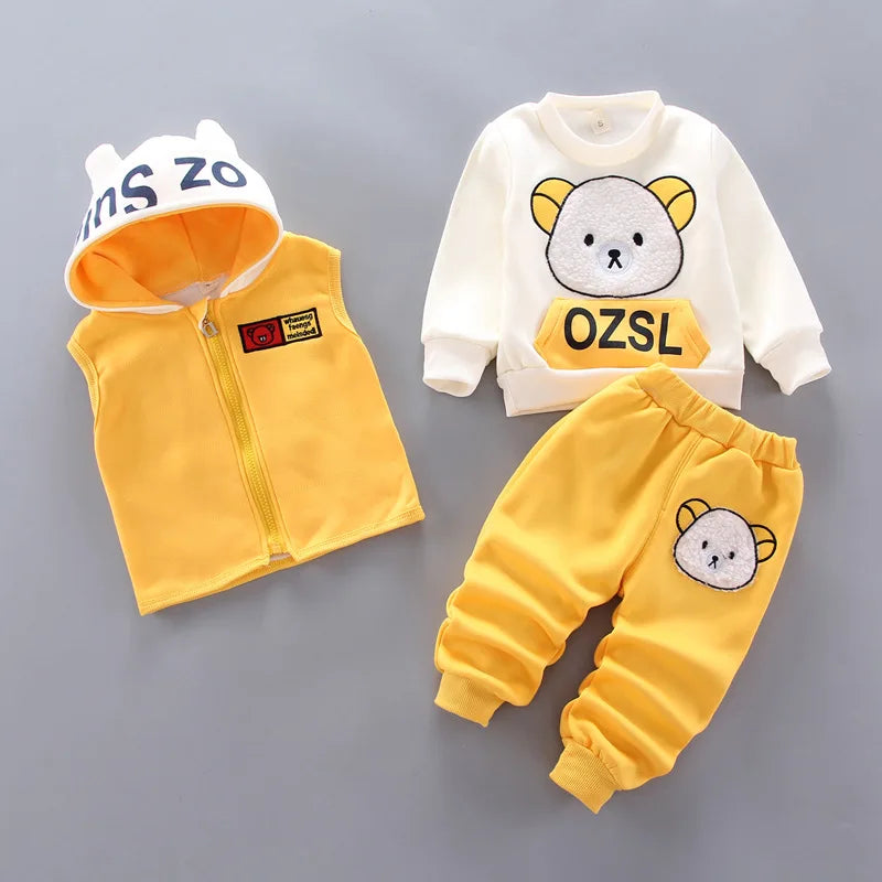 Baby Kids Cartoon Print Warm Clothing Set