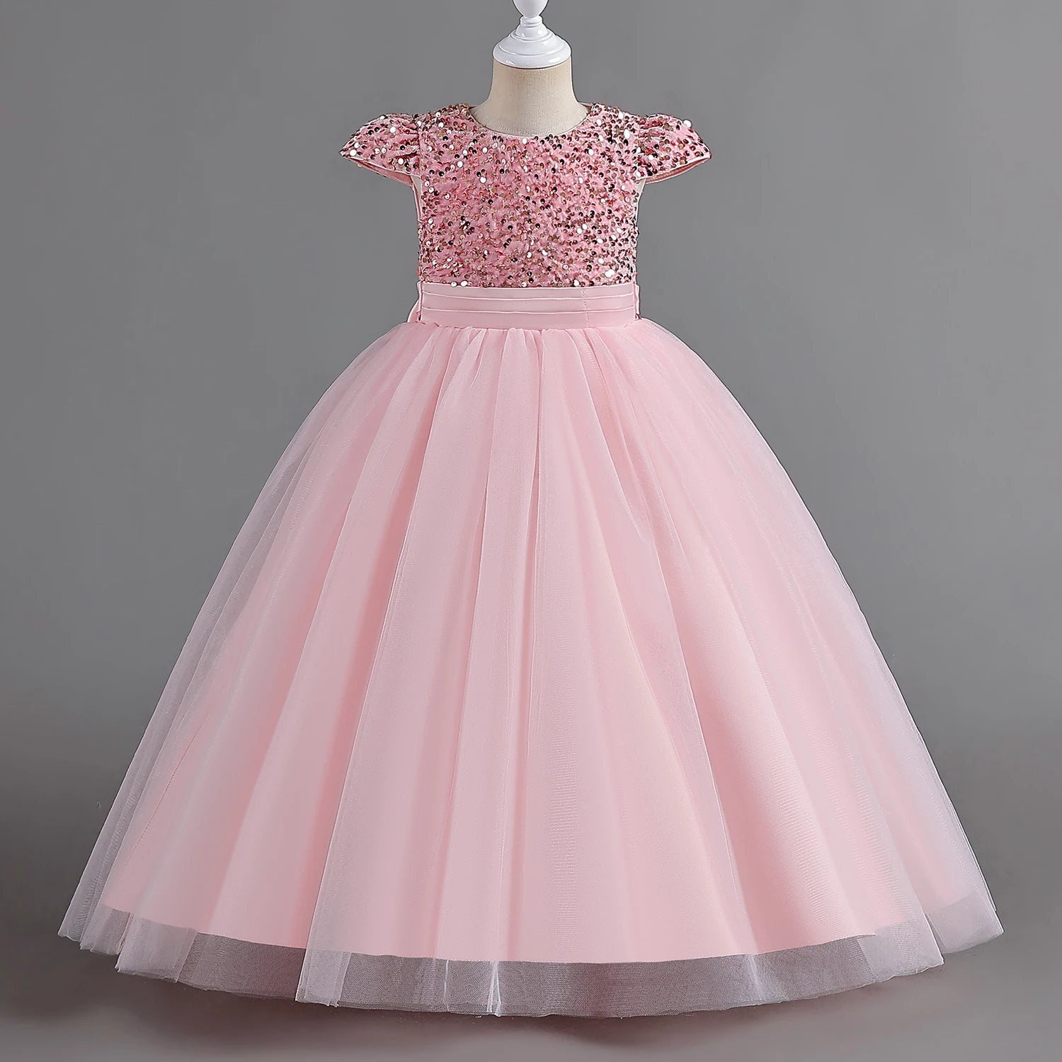 Teenage Girls Elegant Long Tulle Sequined Princess Party Dresses childrensterritory