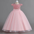 Teenage Girls Elegant Long Tulle Sequined Princess Party Dresses childrensterritory