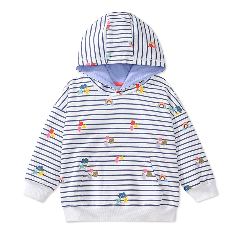 Girls Striped Cotton Hoodies for Autumn Spring childrensterritory