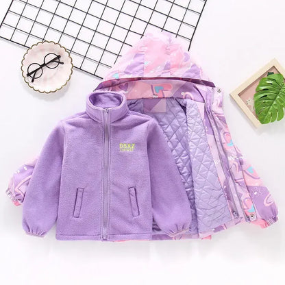 Girls’ Full-Sleeve Printed Hooded Jackets