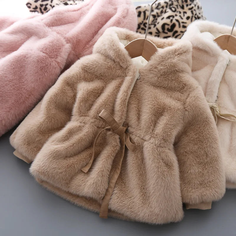 Girls’ Long-Sleeve Stylish Fur Winter Coat