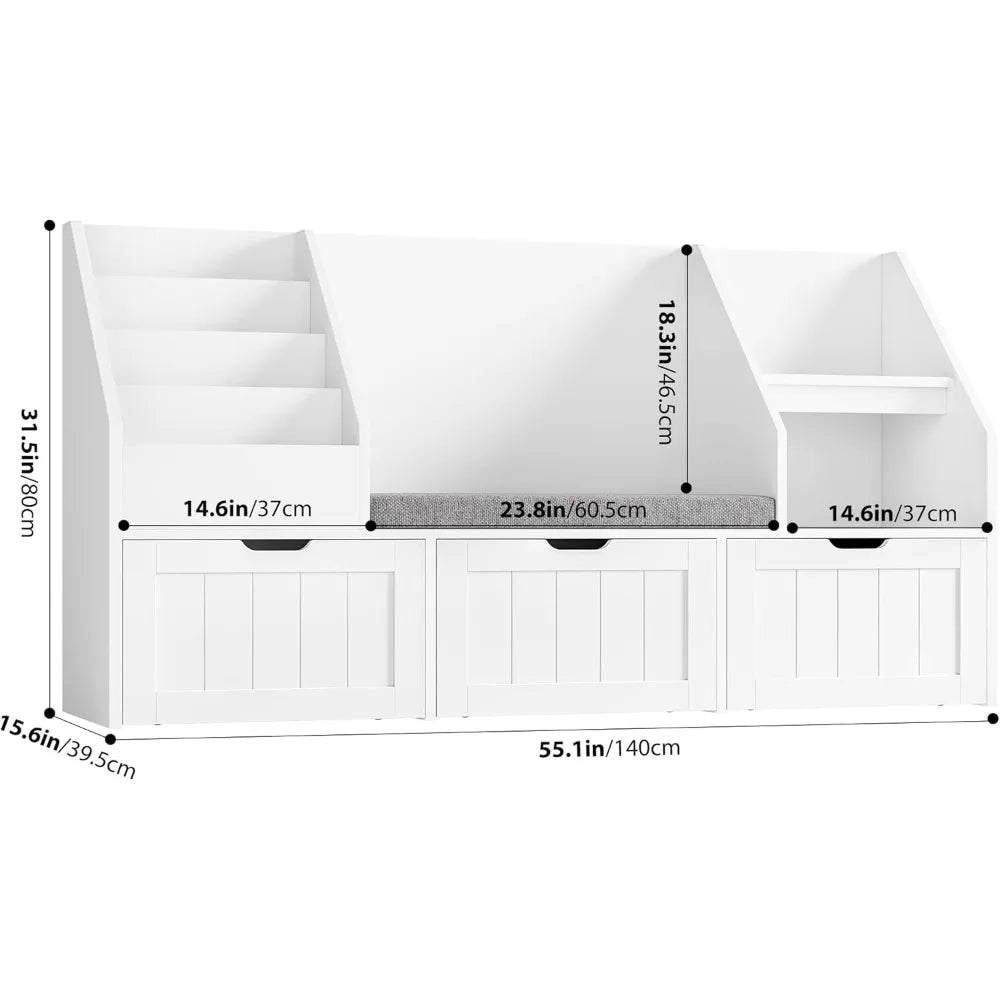 Kids Toy Organizer and Bookshelf with Reading Nook childrensterritory