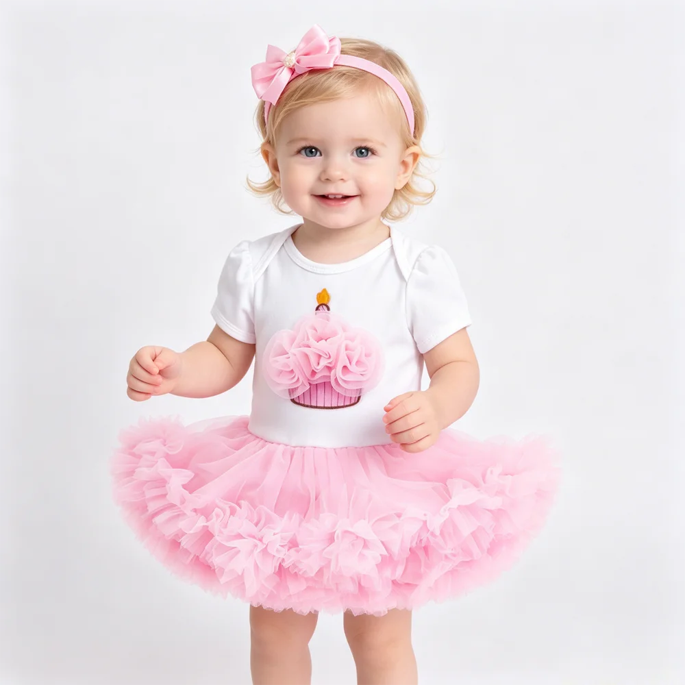 Newborn Girls White Bodysuit with Pettiskirt Tutu Outfits
