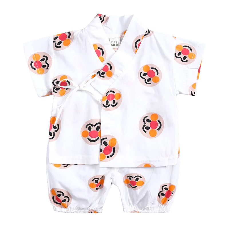 2PCS Cute Cartoon Print Baby Top + Shorts Home Wear Sets