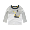 Cartoon Excavator Print Kids Boys Cotton T-shirts childrensterritory