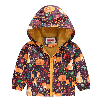 Little Boys Girls Cartoon Dinosaur Print Zipper Hooded Jackets childrensterritory