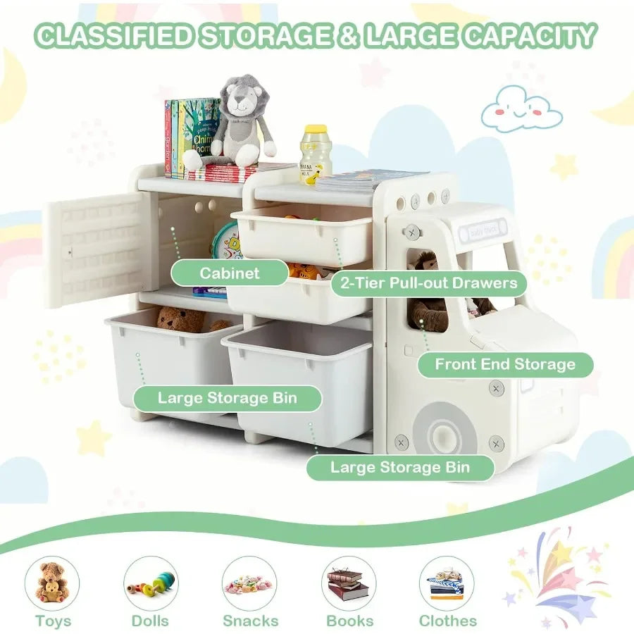 Car Design Kids Enclosed Toy Storage Organizer for Playroom