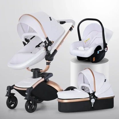 3 in 1 Baby High Land-scape Stroller with Bassinet &amp; Folding Carriage