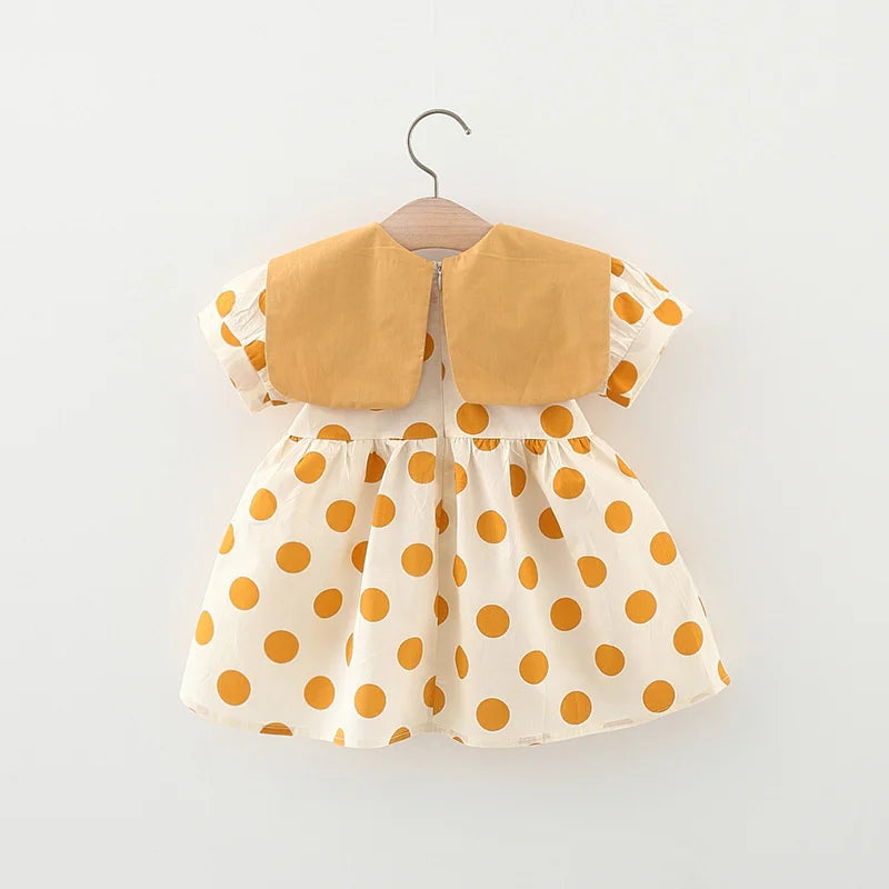 Baby Girl Polka Dot Print Summer Dress with Bow