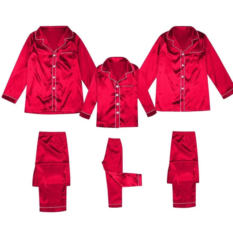 Family Matching Long Sleeve Satin Sleepwear Set